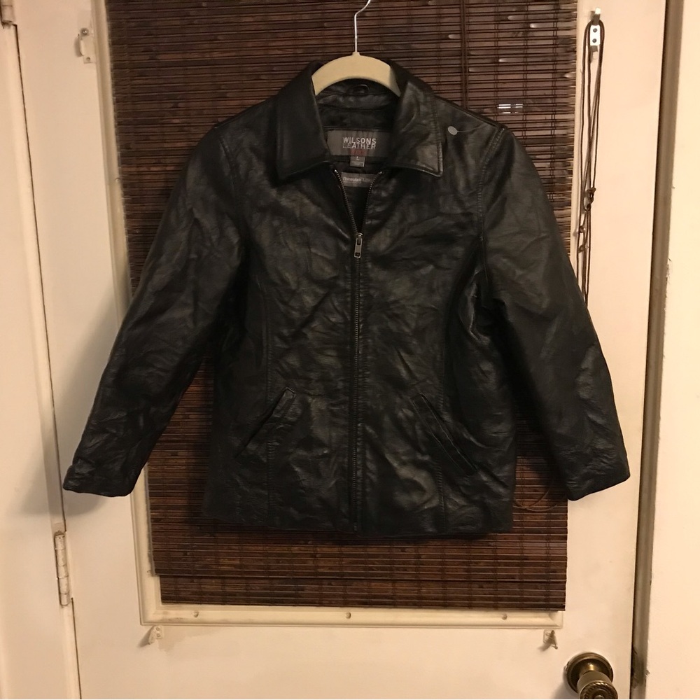WILSONS LEATHER | Kids Black Leather Zip Front Jacket Youth Size Large